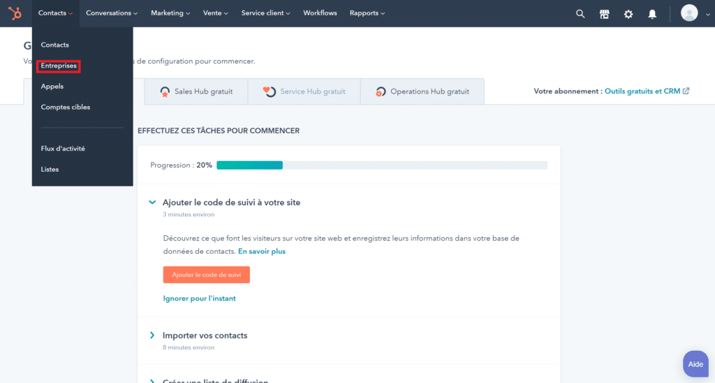 cliquez sur entreprises